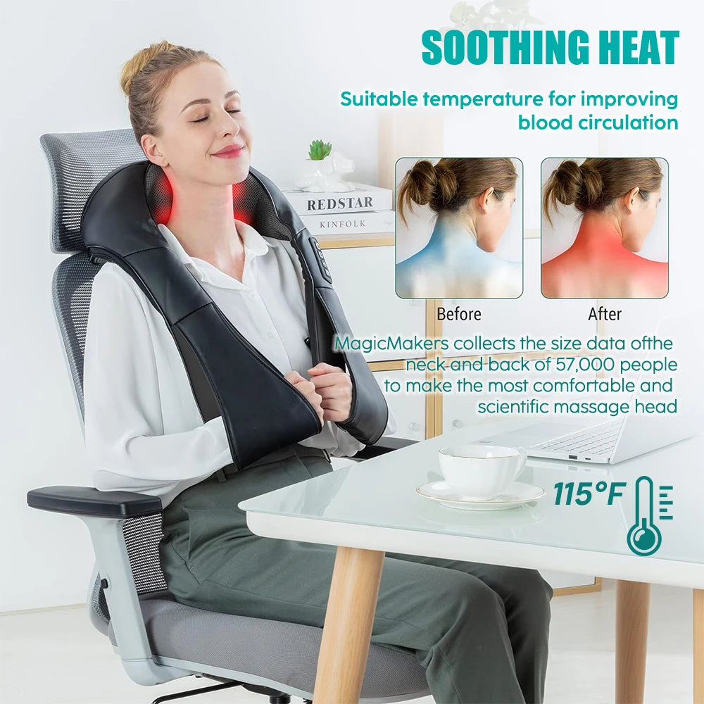 Heated Shiatsu Neck, Shoulder and Lower Back Massager