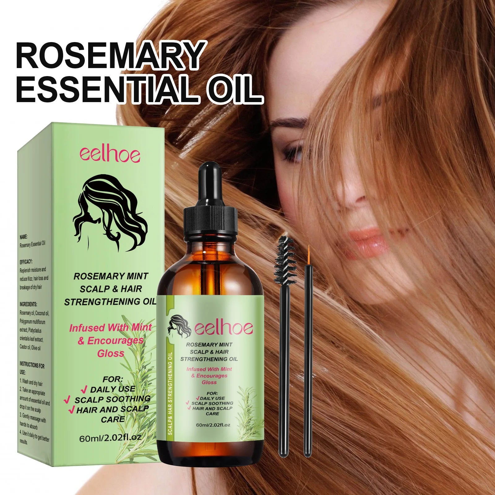 Natural Rosemary Mint Hair Growth Essential Oil Treatment for Scalp